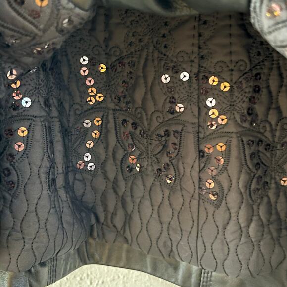 Donica Black Leather Jacket Women’s S Faux Fur Collar Double Breasted Mob Wife - Picture 9 of 10